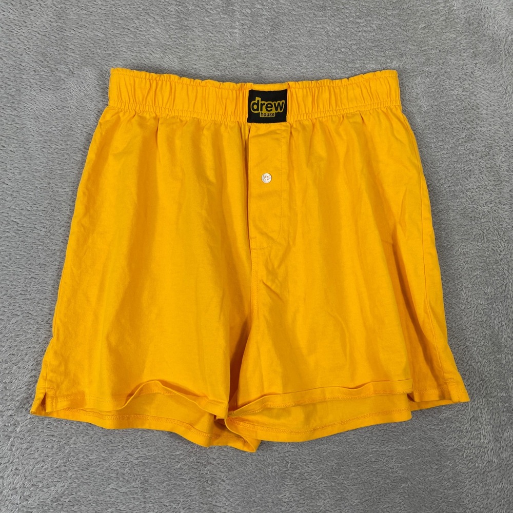Drew House Boxer Shorts Mens Medium Yellow Logo Justin Beiber Streetwear